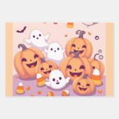 Pastel Ghosts & Pumpkins Gift Wrap Inpakpapier Vel (Voorkant 2)