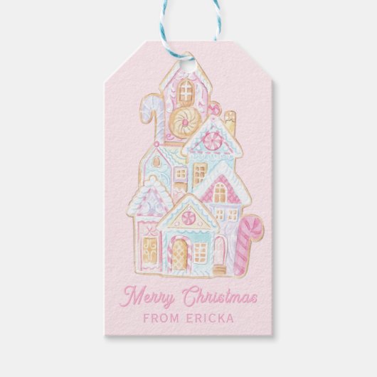 Pastel Gingerbread House Cookie Cadeaulabel (Voorkant)