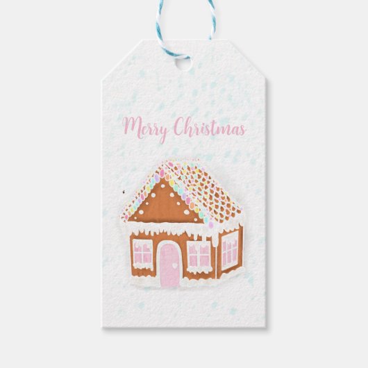 Pastel GingerBrood House kerstcadeau Label Cadeaulabel (Voorkant)