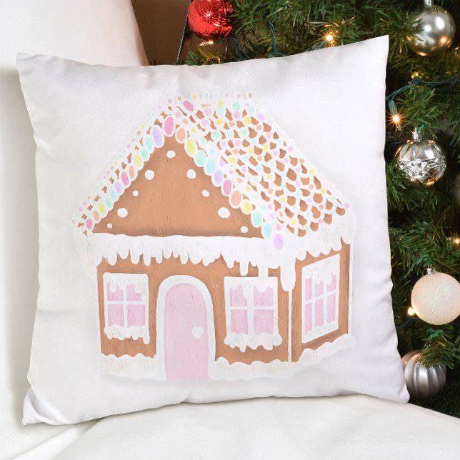 Pastel Gingerbrood House Kerstmis Sierkussen (Creator heeft geüpload)