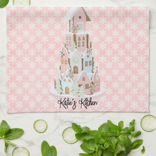 Pastel Gingerbrood Suiker Cake Kitchen Towel Theedoek (Gevouwen)