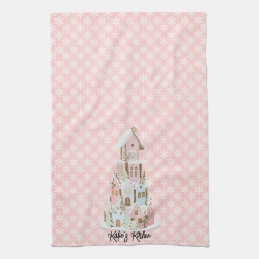 Pastel Gingerbrood Suiker Cake Kitchen Towel Theedoek (Verticaal)