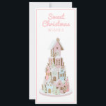 Pastel Gingerbrood Suiker Castle Cake Feestdagenkaart<br><div class="desc">Kaart Dit kerstkoekontwerp is voorzien van een trendy pastel peperkoekkoekjeskasteel gemaakt met 4 lagen koekjeshuizen. Je kunt je personaliseren met jouw naam. Kleuren zijn lichtroze,  lichtblauw en lichtgroen en bruin op een heldere witte achtergrond.</div>