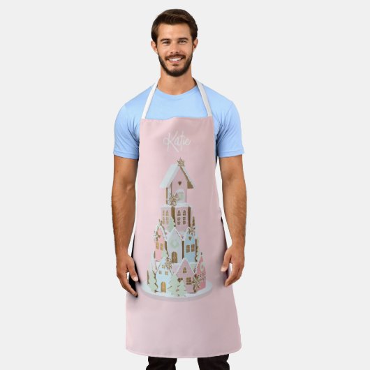 Pastel Gingerbrood Suiker Castle Cake Schort (Gedragen)