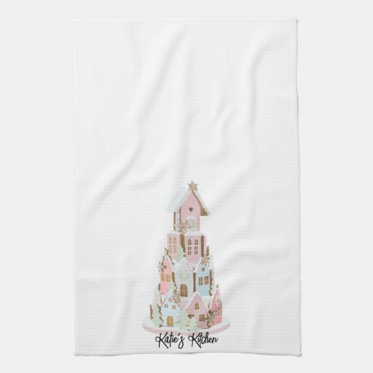 Pastel Gingerbrood Suiker Castle Cake Theedoek (Verticaal)