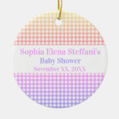 Pastel Gingham Baby shower Meisjes Kinderen Verjaa Keramisch Ornament (Voorkant)