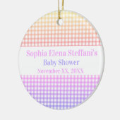 Pastel Gingham Baby shower Meisjes Kinderen Verjaa Keramisch Ornament (Links)