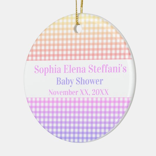 Pastel Gingham Baby shower Meisjes Kinderen Verjaa Keramisch Ornament (Links)