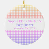 Pastel Gingham Baby shower Meisjes Kinderen Verjaa Keramisch Ornament (Achterkant)