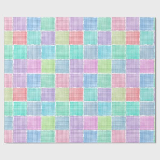 pastel gingham - blokken cadeaupapier (Vlak)