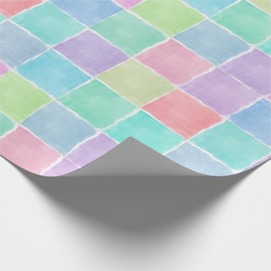 pastel gingham - blokken cadeaupapier (Hoek)