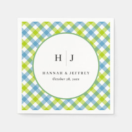 Pastel Gingham bruiloft blauw groen Servet