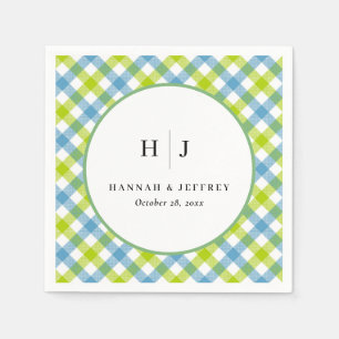 Pastel Gingham bruiloft blauw groen Servet