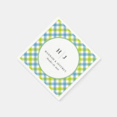 Pastel Gingham bruiloft blauw groen Servet (Hoek)