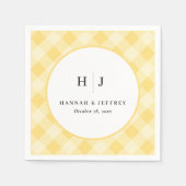 Pastel Gingham bruiloft gele servetten (Voorkant)