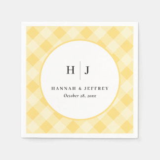Pastel Gingham bruiloft gele servetten