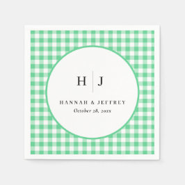 Pastel Gingham bruiloft groene servetten