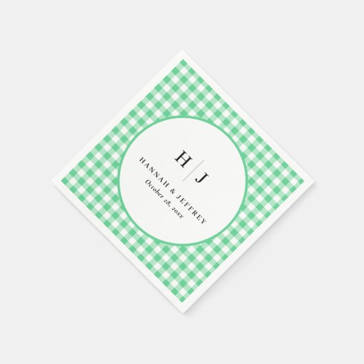 Pastel Gingham bruiloft groene servetten (Hoek)