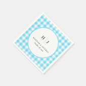 Pastel Gingham Bruiloft Servetten Blauw (Hoek)