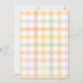 Pastel Gingham Dwaze Gans Baby SHOWER Uitnodiging (Achterkant)