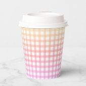 Pastel Gingham Gradient Verjaardag Papieren Bekers (Achterkant)