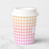 Pastel Gingham Gradient Verjaardag Papieren Bekers (Rechts)
