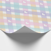 Pastel Gingham Harten Cadeaupapier (Hoek)