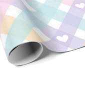 Pastel Gingham Harten   Cadeaupapier (Rol Hoek)