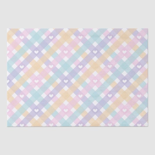 Pastel Gingham Harten   Tissuepapier (Voorkant)