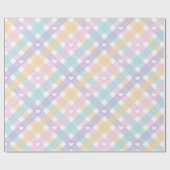 Pastel Gingham Hearts Cadeaupapier (Vlak)