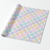 Pastel Gingham Hearts Cadeaupapier (Uitgerold)