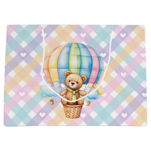 Pastel Gingham Hearts Groot Cadeauzakje (Voorkant)