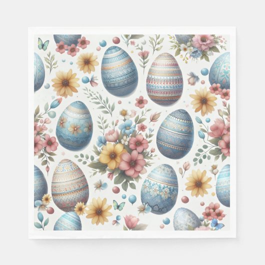 Pastel Gingham Pasen Eier Servetten (Voorkant)