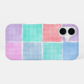 pastel gingham patchwork blokken iPhone 16 hoesje (Achterkant horizontaal)