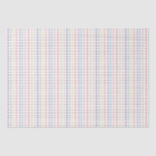 Pastel Gingham Patroon Moderne Verjaardag Tissuepapier (Voorkant)