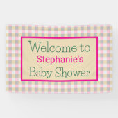 Pastel Gingham Plaid Evenement Spandoek (Horizontaal)