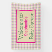 Pastel Gingham Plaid Evenement Spandoek (Verticaal)
