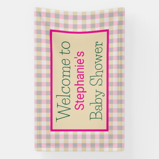 Pastel Gingham Plaid Evenement Spandoek (Verticaal)