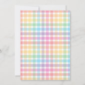 Pastel Gingham Pret om Eén te Zijn 1e Verjaardag Kaart (Achterkant)