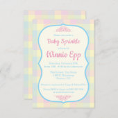 Pastel Gingham Pset, Pink, Blue Baby Sprinkle Kaart (Voorkant / Achterkant)