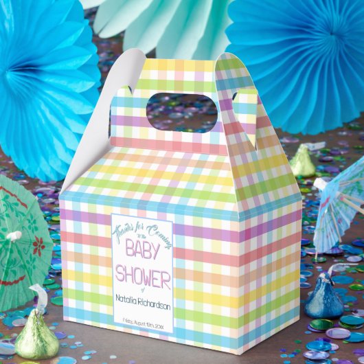 Pastel Gingham Rainbow Baby Shower Bedankdoosjes (Feest)