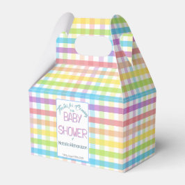 Pastel Gingham Rainbow Baby Shower Bedankdoosjes