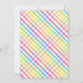 Pastel Gingham Rainbow Baby Shower Blue Kaart (Achterkant)