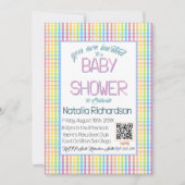 Pastel Gingham Rainbow Baby Shower Kaart (Voorkant)