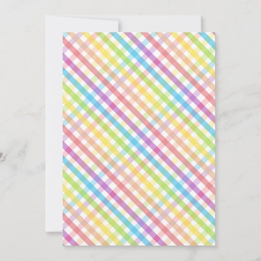 Pastel Gingham Rainbow Baby Shower Kaart (Achterkant)