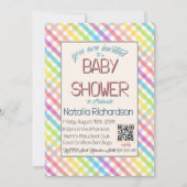 Pastel Gingham Rainbow Baby Shower Pink Kaart (Voorkant)
