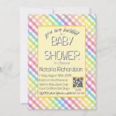 Pastel Gingham Rainbow Baby Shower Yellow Kaart (Voorkant)