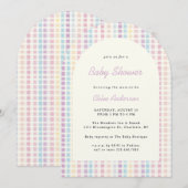 Pastel Gingham Rainbow Colors Baby shower Kaart (Voorkant / Achterkant)