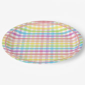 Pastel Gingham Rainbow Pink Baby Shower Papieren Bordje (Gekanteld)