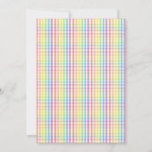 Pastel Gingham Regenboog Baby Shower Kaart (Achterkant)
